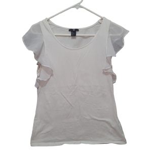 🌻H & M Women White Top w Ruffles sleeves